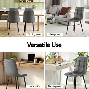 Retro Dining Chairs Set 4pc | PU Leather | Grey (Style 1)