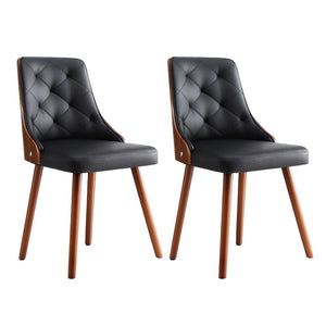 Dining Chairs | Set of 2 | Black PU Leather | Modern Home Seating