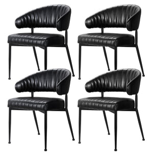 Artiss Dining Chairs | Set of 4 | Leather Hollow Armchair | Black
