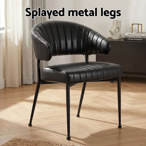 Dining Chairs | 6 Pack | Leather Look Hollow Armchairs | Black
