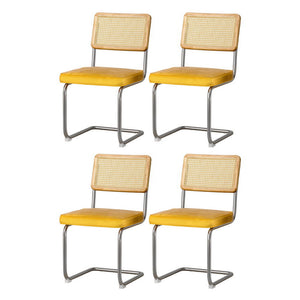 Artiss Dining Chairs | Set of 4 | Velvet Rattan Cantilever | Yellow