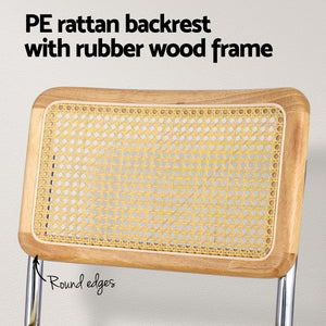 Artiss Dining Chairs | Set of 4 | Velvet Rattan Cantilever | Yellow