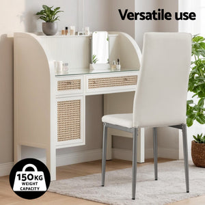 Artiss Dining Chairs | Set of 4 | Leather | Channel Tufted | White