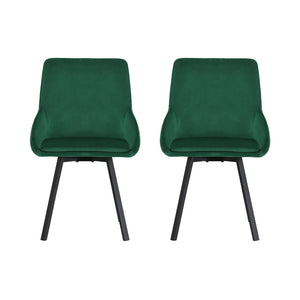 Artiss Dining Chairs Set Of 2 Velvet Upholstered Green Cafe Kirtchen Chairs