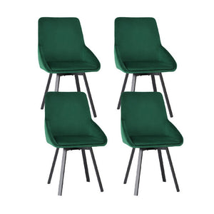 Artiss Dining Chairs | Set of 4 | Velvet | Swivel Base | Green