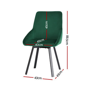 Artiss Dining Chairs | Set of 4 | Velvet | Swivel Base | Green