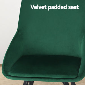 Artiss Dining Chairs | Set of 4 | Velvet | Swivel Base | Green