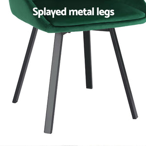 Artiss Dining Chairs | Set of 4 | Velvet | Swivel Base | Green