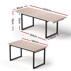 Extendable Dining Table 2m | Natural Finish | Kitchen Cafe Table