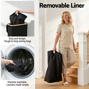 Laundry Basket | Foldable Hamper with Removable Bag | Black