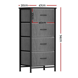 4-Drawer Chest of Drawers | Storage Dresser | Tallboy | Grey