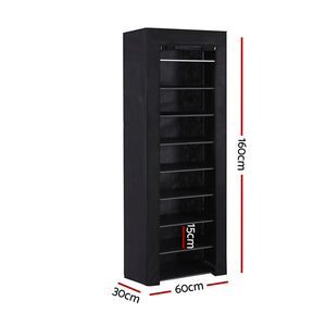 Shoe Rack Cabinet | Removable Cover | 10 Tier | Black