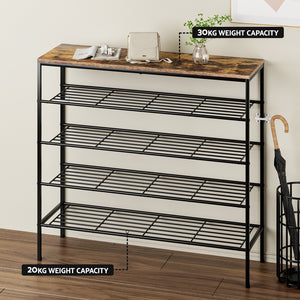 Shoe Rack | 5-Tier | Holds 25 Pairs | Walnut Finish | Bob
