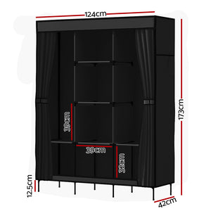 Portable Clothes Closet | Large Wardrobe with Shelf | Black
