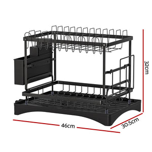 Cefito Dish Rack | Expandable Drying Drainer | Cutlery Holder Tray | Kitchen | 2 Tiers