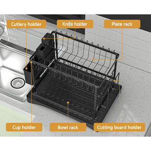 Cefito Dish Rack | Expandable Drying Drainer | Cutlery Holder Tray | Kitchen | 2 Tiers