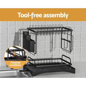 Cefito Dish Rack | Expandable Drying Drainer | Cutlery Holder Tray | Kitchen | 2 Tiers