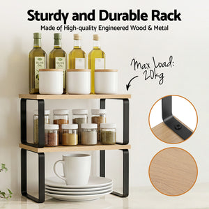 Kitchen Storage Shelves Set of 2 | Cupboard Organiser Rack