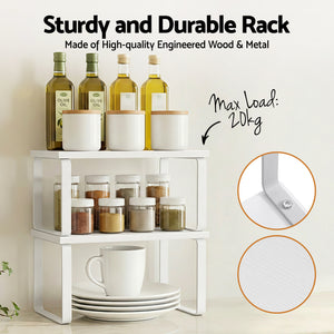 Kitchen Storage Shelves Set of 2 | Cupboard Organiser Rack
