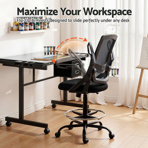 Drafting Table & Chair Set | Tempered Glass Drawing Desk with Storage Drawers