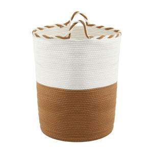 Artiss Woven Laundry Basket with handles Foldable White & Brown