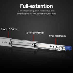 Full Extension Locking Drawer Slides 2pc | Heavy Duty | 500–1000mm