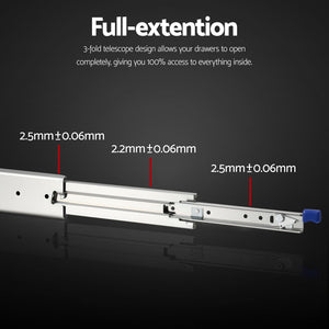 Full Extension Drawer Slides Set 2pc | Locking | 227kg | 914–1829mm