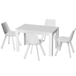Dining Table & 4 Chairs Set | Rectangle | White | Modern Dining
