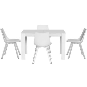 Dining Table & 4 Chairs Set | Rectangle | White | Modern Dining