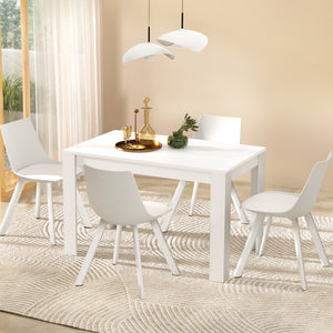 Dining Table & 4 Chairs Set | Rectangle | White | Modern Dining
