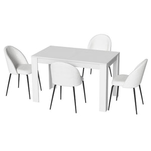 Dining Table & 4 Chairs Set | White Sherpa | Cozy Design