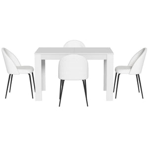 Dining Table & 4 Chairs Set | White Sherpa | Cozy Design