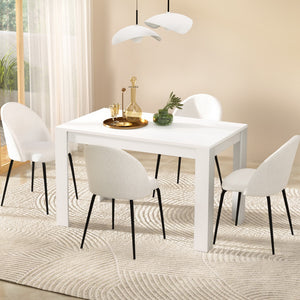 Dining Table & 4 Chairs Set | White Sherpa | Cozy Design