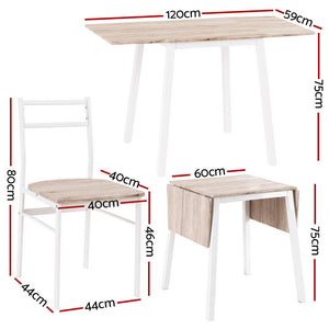 Dining Table Set 5pc | Foldable Kitchen Furniture | Natural White