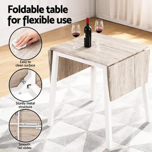 Dining Table Set 5pc | Foldable Kitchen Furniture | Natural White