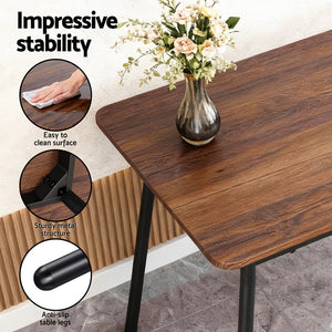 Dining Table & Bench Set 4pc | Rustic Brown Finish (Version B)