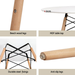 1 Artiss Dining Table and 4 Chairs Set | Round White