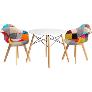 Artiss Dining Table & 2 Chairs Set | DSW | 90cm
