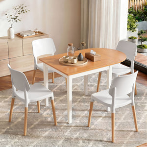 Drop Leaf Dining Table Set | 5 Piece | 75–110cm Table & 4 Chairs | White