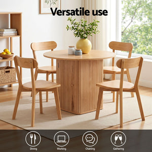 Dining Table & 4 Chairs Set | Natural Timber