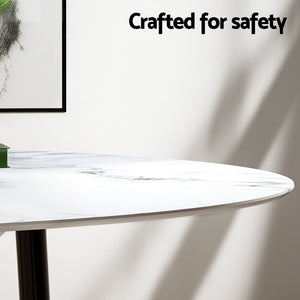 Dining Set | 1 Table & 4 Chairs | Marble White Finish