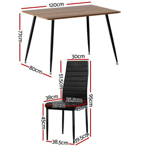 Dining Table & 4 Chairs Set | Rectangle | Metal | Modern Dining