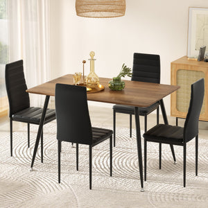 Dining Table & 4 Chairs Set | Rectangle | Metal | Modern Dining