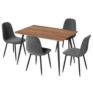 Dining Table & 4 Chairs Set | Grey Metal | Sleek Design