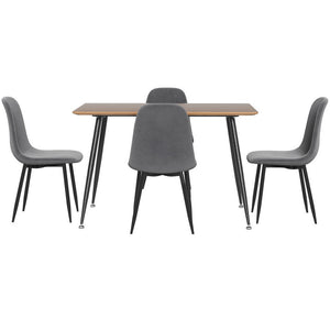 Dining Table & 4 Chairs Set | Grey Metal | Sleek Design