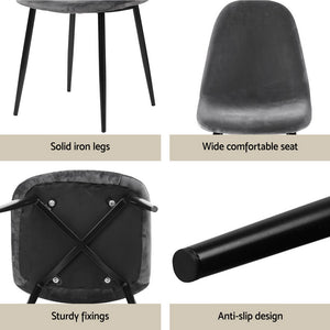 Dining Table & 4 Chairs Set | Grey Metal | Sleek Design