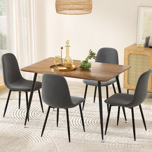 Dining Table & 4 Chairs Set | Grey Metal | Sleek Design