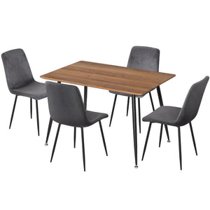 Dining Table & 4 Chairs Set | Grey Velvet | Modern Design