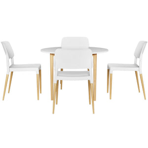 Dining Set | 1 Table & 4 Chairs | White Wood Finish