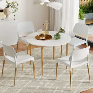 Dining Set | 1 Table & 4 Chairs | White Wood Finish